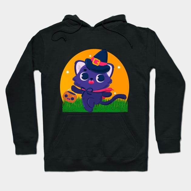 CUTE HALLOWEEN CAT Hoodie by S-Log